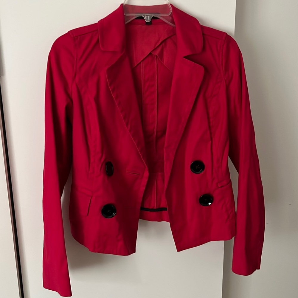 Express Red Double-Breasted Blazer